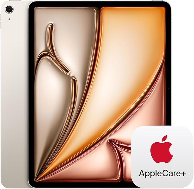 Apple iPad Air 13-inch with M3 chip Built for Apple Intelligence, Liquid Retina Display, 1TB, 12MP Front/Back Camera, Wi-Fi 6E, Touch ID, All-Day Battery Life — Starlight with AppleCare+ (2 Years)
