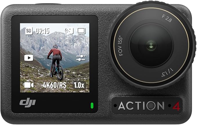 DJI Osmo Action 4 Standard Combo, 4K/120fps Waterproof Action Camera with a 1/1.3-Inch Sensor, Stunning Low-Light Imaging,10-bit & D-Log M Color Performance, Long-Lasting 160 Mins, Outdoor Camera