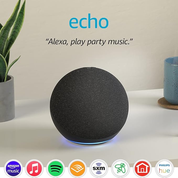 Amazon Echo (newest model), Alexa speaker with premium sound, Ideal for large bedrooms, living rooms and kitchens, Charcoal